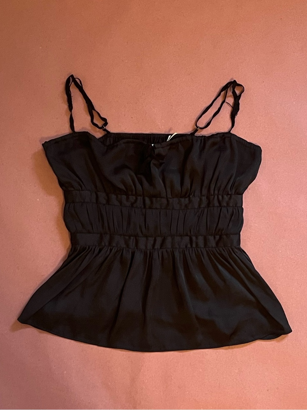 Black Kimchi Blue Smocked Waist Spaghetti Strap Top